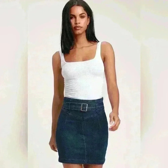 Free People Dresses & Skirts - Free People - Livin It Up Denim Pencil Mini Skirt - Denim Blue sz 12